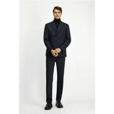 Kiğılı 7 Drop Slim Fit Dar Kesim Yünlü Çizgili Kruvaze Takım Elbise