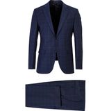 Kiğılı 7 Drop Slim Fit Dar Kesim Yünlü Kareli Takım Elbise - 50 - Koyu Lacivert - Slim Fit Kalıp