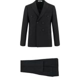 Kiğılı 7 Drop Slim Fit Dar Kesim Yünlü Kruvaze Takım Elbise - 54 - Koyu Füme - Süper Slim Fit