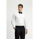 Kiğılı Ata Yaka Slim Fit Dar Kesim Pamuk Piliseli Gömlek - XS - Beyaz