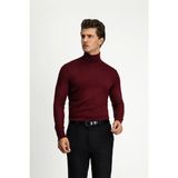 Kiğılı Balıkçı Yaka Regular Fit Sıcak Tutan Yünlü Triko Kazak - Koyu Bordo - XL
