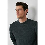 Kiğılı Bisiklet Yaka Regular Fit Desenli Triko Kazak - Antrasit - 5XL