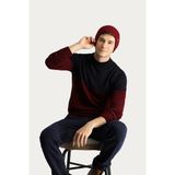 Kiğılı Bisiklet Yaka Slim Fit Dar Kesim Koyu Lacivert Desenli Triko Kazak Erkek