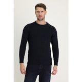 Kiğılı Bisiklet Yaka Slim Fit Dar Kesim Orta Lacivert Triko Kazak Erkek Günlük Kullanım İçin