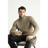 Kiğılı Erkek Balıkçı Yaka Slim Fit Desenli Triko Kazak Orta Vizon Günlük Kullanım İçin - 2XL