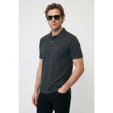 Kiğılı Erkek Polo Yaka Regular Fit Cepli Nakışlı %100 Pamuk T-Shirt - Koyu Antrasit