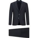 Kiğılı Koyu Lacivert Yünlü Takım Elbise 4 Drop Relaxed Fit Erkek Ceket Yaka Rahat Kesim - 50 - Regular Fit