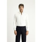 Kiğılı Krem Uzun Kol Slim Fit Dar Kesim Klasik Pamuklu Gömlek