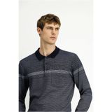 Kiğılı Polo Yaka Regular Fit Çizgili Sweatshirt