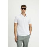 Kiğılı Polo Yaka Regular Fit Kısa Kol Pamuklu Tişört Erkek Günlük Stil Beyaz Renk