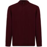 Kiğılı Regular Fit Bato Yaka Fermuarlı Trıko Kazak - Koyu Bordo - 4XL