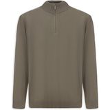 Kiğılı Regular Fit Bato Yaka Fermuarlı Trıko Kazak - Orta Vizon - 4XL