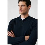 Kiğılı Regular Fit Polo Yaka Düz Triko Kazak - Koyu Lacivert - M
