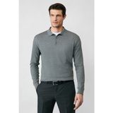 Kiğılı Regular Fit Polo Yaka Düz Triko Kazak - Orta Antrasit - M