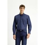 Kiğılı Uzun Kol Regular Fit Ekose Pamuk Gömlek - 2XL - Orta Lacivert