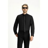 Kiğılı Uzun Kol Regular Fit Klasik Yaka Pamuklu Kolay Ütülenebilir Cepli Oxford 4 Mevsim Gömlek - 3XL - Siyah