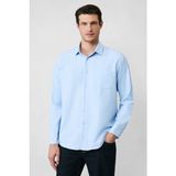 Kiğılı Uzun Kol Regular Fit Klasik Yaka Pamuklu Kolay Ütülenebilir Cepli Oxford 4 Mevsim Gömlek - 5XL - Açık Mavi