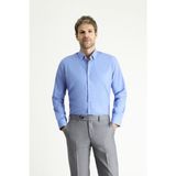 Kiğılı Uzun Kol Slim Fit Dar Kesim Aqua Mavisi Non Iron Pamuklu Gömlek Erkek Klasik Stil