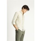 Kiğılı Uzun Kol Slim Fit Dar Kesim Baskılı Pamuk Gömlek