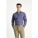 Kiğılı Uzun Kol Slim Fit Dar Kesim Desenli Spor Pamuk Gömlek