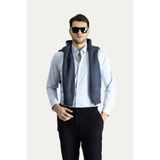 Kiğılı Uzun Kol Slim Fit Dar Kesim Erkek Gömlek Uçuk Mavi Klasik Stil Non Iron Pamuklu
