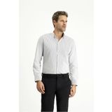 Kiğılı Uzun Kol Slim Fit Dar Kesim Klasik Çizgili Pamuk Gömlek