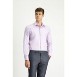 Kiğılı Uzun Kol Slim Fit Dar Kesim Klasik Non Iron Pamuklu Gömlek - Lila - XL