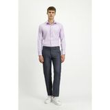 Kiğılı Uzun Kol Slim Fit Dar Kesim Pamuk 4 Mevsim Oxford Gömlek - Lila