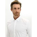 Kiğılı Uzun Kol Slim Fit Dar Kesim Pamuk Gömlek - 4XL - Beyaz