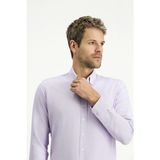 Kiğılı Uzun Kol Slim Fit Düğmeli Yaka Pamuklu Kolay Ütülenebilir 4 Mevsim Oxford Gömlek - Lila - 4XL