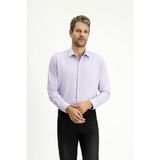 Kiğılı Uzun Kol Slim Fit Klasik Yaka Pamuklu Kolay Ütülenebilir Oxford 4 Mevsim Gömlek - Lila - 3XL