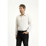 Kiğılı Uzun Kol Slim Fit Klasik Yaka Pamuklu Kolay Ütülenebilir Oxford 4 Mevsim Gömlek - Orta Bej