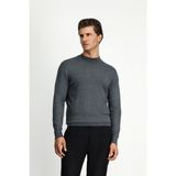Kiğılı Yarım Balıkçı Yaka Regular Fit Yünlü Basic Örme Triko Kazak - 6XL - Orta Antrasit