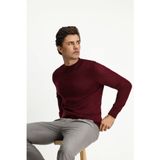 Kiğılı Yarım Balıkçı Yaka Regular Fit Yünlü Basic Örme Triko Kazak - Koyu Bordo