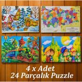 Kika SaygılıOfis 42 Parça Eğitici Ve Öğretici Çocuk Çocuklar Için Puzzle Yapboz Yap Boz 4 Adet