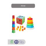 Kiki 3lü Set Sevimli Kule Oyunu - Bultak Küp - Renkli Altıgen Halkalar Eğitici Oyuncak