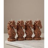 KIKIBELLA Dekoratif At Başı Tasarım Mum - Eskitme Bronz Renk Hediyelik Mum - Büyük Boy Heykel Figür Mum - 4 Adet