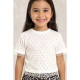 Kikka Altın Varak Baskılı Tüllü T-Shirt Beyaz 8-9 Yaş