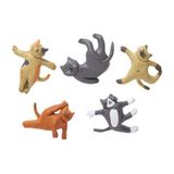 Kikkerland Yoga Cat Magnets Seti 5 Adet Gri Renk Sevimli Kedi Mıknatısları ile Eğlenceli Düzenleme