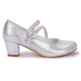 Kiko 750 Gümüş Vakko 4 cm Topuk Günlük Kız Çocuk Babet