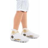 Kiko Kids 142 FKP Boğazlı Krampon Çim Saha Erkek Çocuk Futbol Ayakkabı Beyaz - Altın