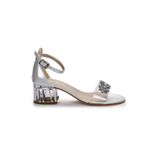 Kiko Kids 790 Vakko Taşlı Kız Çocuk 3 Cm Şeffaf Topuklu Sandalet Ayakkabı Sedef