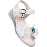 Kiko Kids Bufly Fiyonklu Kız Çocuk Sandalet Ayakkabı - Beyaz