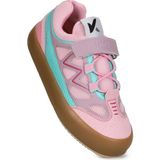 Kiko Kids Cırtlı Bağcıklı Kız Çocuk Spor Ayakkabı Mikrofiber Malzeme ile Düz Taban - Pembe - Su Yeşili