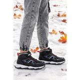 Kiko Kids Cırtlı Termo Taban Spor Bot Ayakkabı Siyah - Beyaz Mikrofiber Tekstil Malzeme