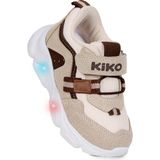 Kiko Kids Denfor Cırtlı Işıklı Spor Ayakkabı Bej - Kahve Renk Erkek Çocuk Faylon Taban
