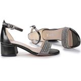 Kiko Kids Elinor Vakko Günlük Kız Çocuk 3 Cm Topuklu Sandalet Abiye Ayakkabı - Platin