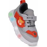Kiko Kids Erkek Çocuk Spor Ayakkabı Işıklı Faylon Taban Cırtlı Bağlama Tekstil Malzeme - Füme - Turuncu