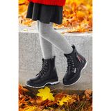Kiko Kids Fashion Cilt Fermuarlı Termo Taban Kız Çocuk Bot - Siyah