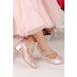 Kiko Kids Kiko 750 Pudra Vakko Günlük 4 cm Topuk Kız Çocuk Babet